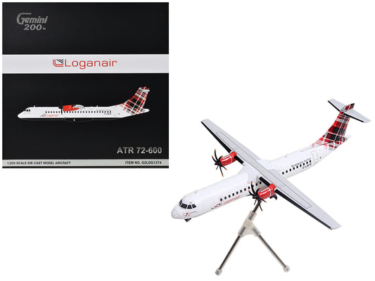 ATR 72-600 Commercial Aircraft "Loganair - Scotland's Airline" (G-LMTE) White with Red Plaid Tail "Gemini 200" Series 1/200 Diecast Model Airplane