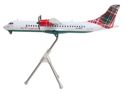 ATR 72-600 Commercial Aircraft "Loganair - Isle of Man's Airline" (G-LMTF) White with Green and Red Plaid Tail "Gemini 200" Series 1/200 Diecast Model Airplane