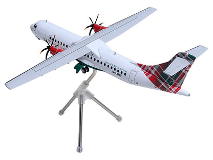 ATR 72-600 Commercial Aircraft "Loganair - Isle of Man's Airline" (G-LMTF) White with Green and Red Plaid Tail "Gemini 200" Series 1/200 Diecast Model Airplane