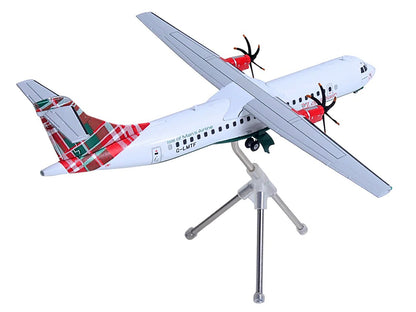 ATR 72-600 Commercial Aircraft "Loganair - Isle of Man's Airline" (G-LMTF) White with Green and Red Plaid Tail "Gemini 200" Series 1/200 Diecast Model Airplane