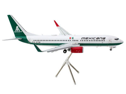 Boeing 737-800 Commercial Aircraft with Flaps Down "Mexicana" (XA-ASM) White with Green Stripes "Gemini 200" Series 1/200 Diecast Model Airplane