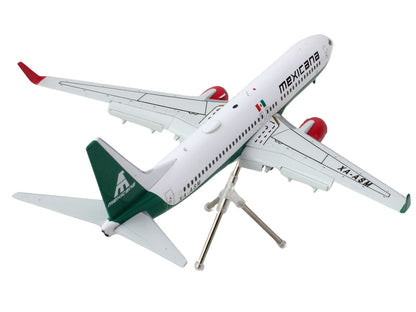 Boeing 737-800 Commercial Aircraft with Flaps Down "Mexicana" (XA-ASM) White with Green Stripes "Gemini 200" Series 1/200 Diecast Model Airplane