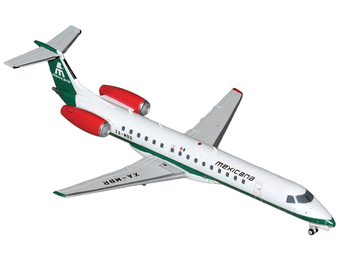 Embraer ERJ-145 Commercial Aircraft "Mexicana de Aviacion" (XA-MBR) White with Green Stripes and Tail "Gemini 200" Series 1/200 Diecast Model