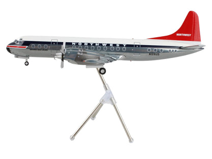 Lockheed L-188 Electra Commercial Aircraft "Northwest Orient" (N128US) White and Gray with Blue Stripes and Red Tail "Gemini 200" Series 1/200 Diecast Model Airplane