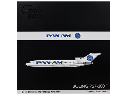 Boeing 727-200 Commercial Aircraft "Pan American World Airways - Clipper Goodwill" (N368PA) White with Blue Tail Graphics "Gemini 200" Series 1/200 Diecast Model Airplane