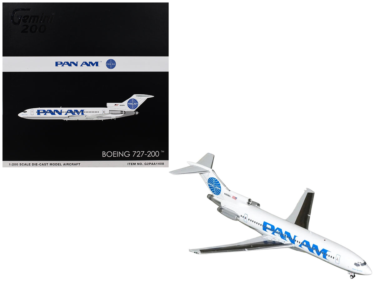 Boeing 727-200 Commercial Aircraft "Pan American World Airways - Clipper Goodwill" (N368PA) White with Blue Tail Graphics "Gemini 200" Series 1/200 Diecast Model Airplane