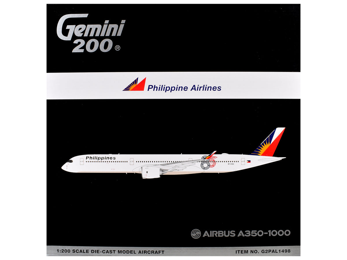 Airbus A350-1000 Commercial Aircraft "Philippine Airlines" (RP-C3510) White with Tail Graphics "Gemini 200" 1/200 Diecast Model Airplane