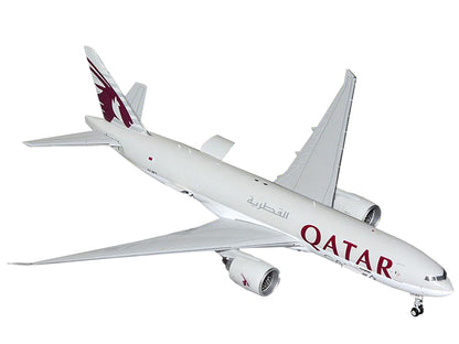 Boeing 777F Commercial Aircraft "Qatar Cargo" (A7-BFT) Gray with Tail Graphics "Gemini 200 - Interactive" Series 1/200 Diecast Model Airplane