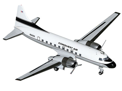 Convair C-131 Commercial Aircraft "Conquest Air Cargo" (N342GS) White with Black Tail Stripes "Gemini 200" Series 1/200 Diecast Model Airplane