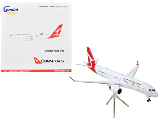 Airbus A220-300 Commercial Aircraft "QantasLink - Qantas Airways" (VH-4XB) White with Red Tail "Gemini 200" Series 1/200 Diecast Model Airplane