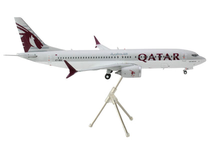 Boeing 737 MAX 8 Commercial Aircraft "Qatar Airways" Gray and White with Tail Graphics "Gemini 200" Series 1/200 Diecast Model Airplane