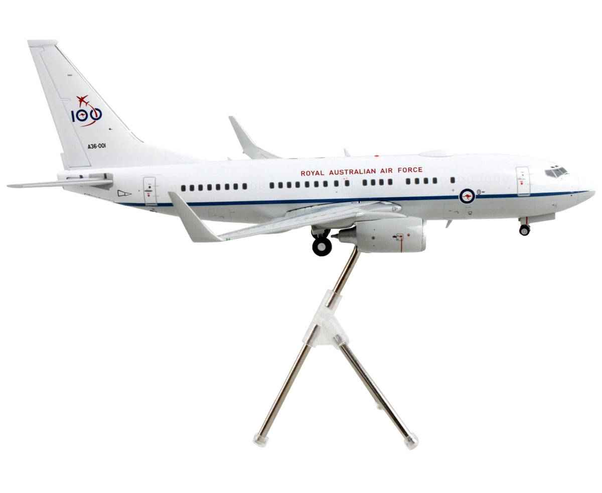 Boeing 737-700 Transport Aircraft "Royal Australian Air Force 100th Anniversary - A36-001" White and Gray "Gemini 200" Series 1/200 Diecast Model Airplane