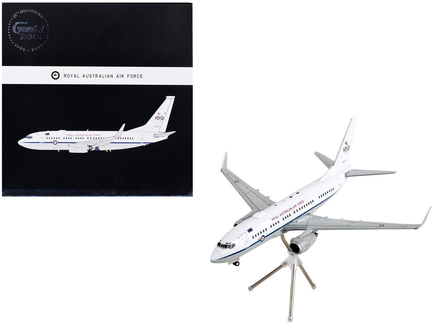 Boeing 737-700 Transport Aircraft "Royal Australian Air Force 100th Anniversary - A36-001" White and Gray "Gemini 200" Series 1/200 Diecast Model Airplane