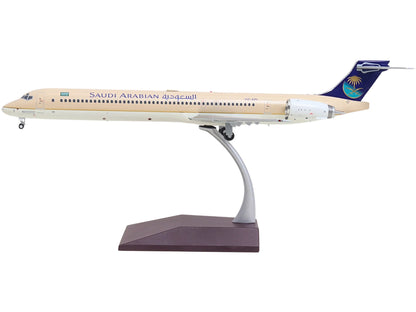 McDonnell Douglas MD-90 Commercial Aircraft "Saudia Airlines" (HZ-API) Beige with Blue Tail "Gemini 200" Series 1/200 Diecast Model