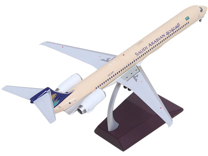 McDonnell Douglas MD-90 Commercial Aircraft "Saudia Airlines" (HZ-API) Beige with Blue Tail "Gemini 200" Series 1/200 Diecast Model