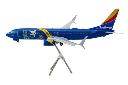 Boeing 737-800 Commercial Aircraft with Flaps Down "Southwest Airlines - Nevada One" (N8646B) Blue with Tail Stripes "Gemini 200" Series 1/200 Diecast Model Airplane