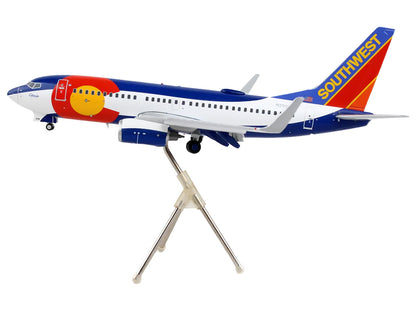 Boeing 737-700 Commercial Aircraft with Flaps Down Configuration "Southwest Airlines - Colorado One" (N230WN) White and Blue "Gemini 200" Series 1/200 Diecast Model Airplane