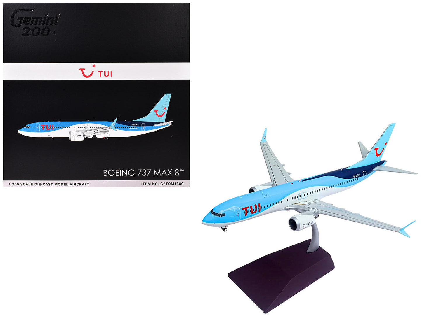 Boeing 737 MAX 8 Commercial Aircraft "TUI Airways" (G-TUMY) Blue and White "Gemini 200" Series 1/200 Diecast Model Airplane