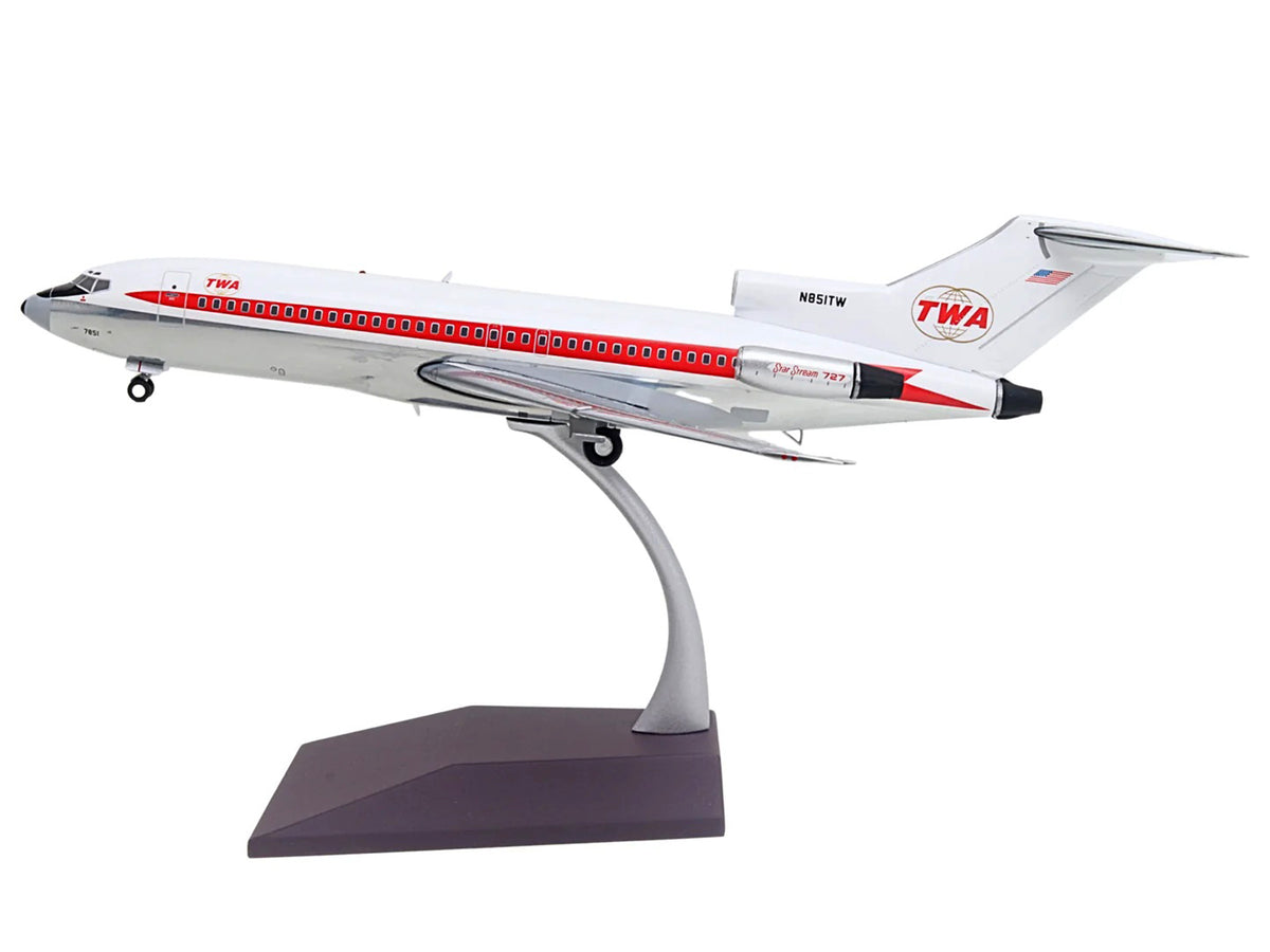 Boeing 727-100 Commercial Aircraft "Trans World Airlines (TWA)" (N851TW) White with Red Stripes "Gemini 200" Series 1/200 Diecast Model Airplane