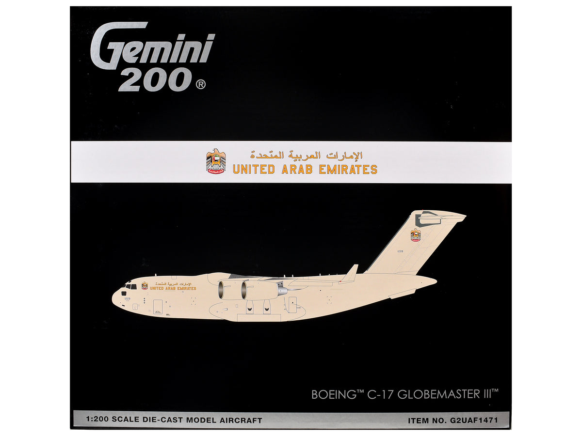 Boeing C-17 Globemaster III Transport Aircraft "United Arab Emirates Air Force" (1228) Beige "Gemini 200" 1/200 Diecast Model Airplane