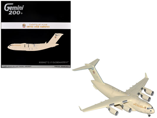 Boeing C-17 Globemaster III Transport Aircraft "United Arab Emirates Air Force" (1228) Beige "Gemini 200" 1/200 Diecast Model Airplane