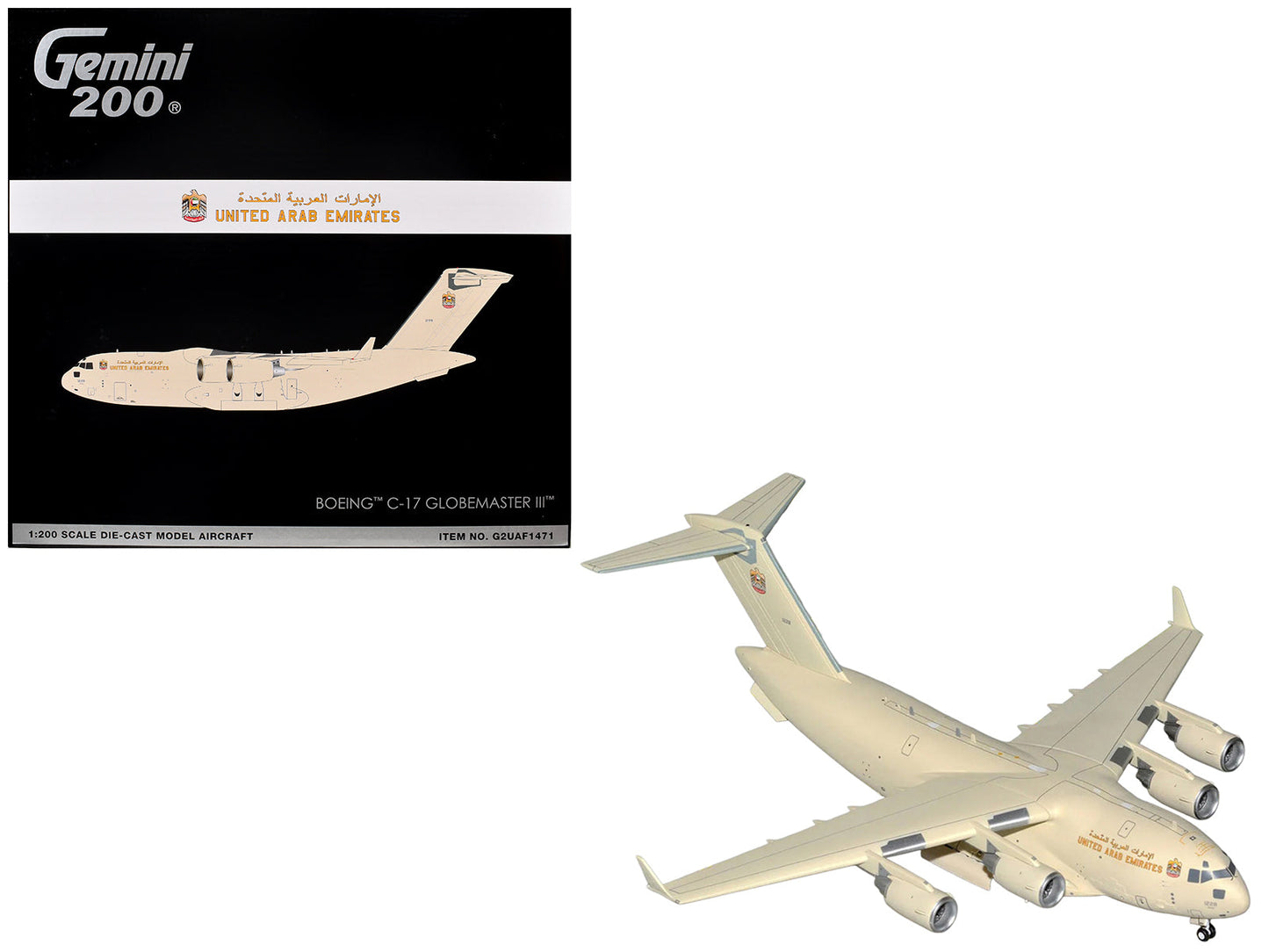 Boeing C-17 Globemaster III Transport Aircraft "United Arab Emirates Air Force" (1228) Beige "Gemini 200" 1/200 Diecast Model Airplane