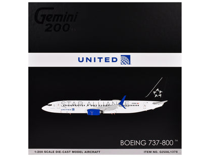 Boeing 737-800 Commercial Aircraft "United Airlines Star Alliance" (N76516) White with Black Tail "Gemini 200" Series 1/200 Diecast Model Airplane