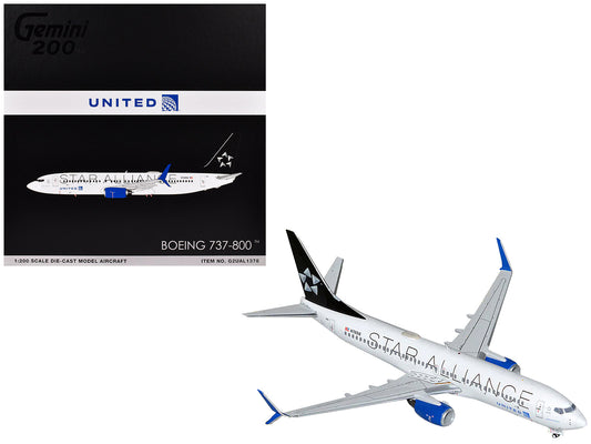 Boeing 737-800 Commercial Aircraft "United Airlines Star Alliance" (N76516) White with Black Tail "Gemini 200" Series 1/200 Diecast Model Airplane