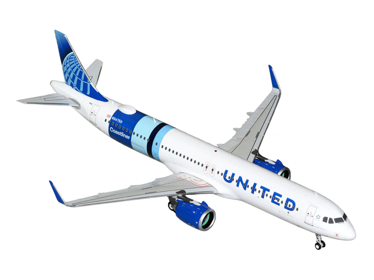 Airbus A321neo Commercial Aircraft "United Airlines Coastliner" (N94750) White with Blue Stripes "Gemini 200" Series 1/200 Diecast Model Airplane