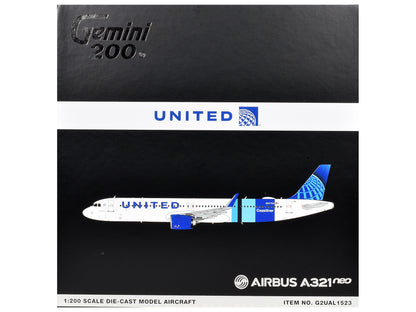 Airbus A321neo Commercial Aircraft "United Airlines Coastliner" (N94750) White with Blue Stripes "Gemini 200" Series 1/200 Diecast Model Airplane