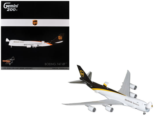 Boeing 747-8F Commercial Aircraft "UPS Worldwide Services" (N607UP) White with Brown Tail "Gemini 200 - Interactive Series" Series 1/200 Diecast Model