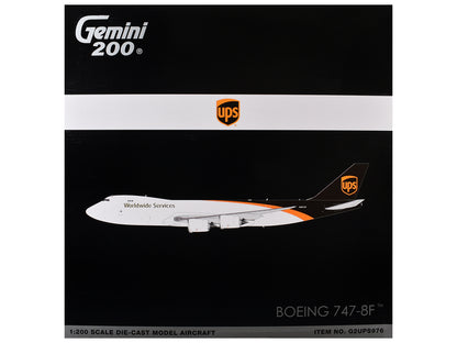 Boeing 747-8F Commercial Aircraft "UPS Worldwide Services" (N607UP) White with Brown Tail "Gemini 200" Series 1/200 Diecast Model