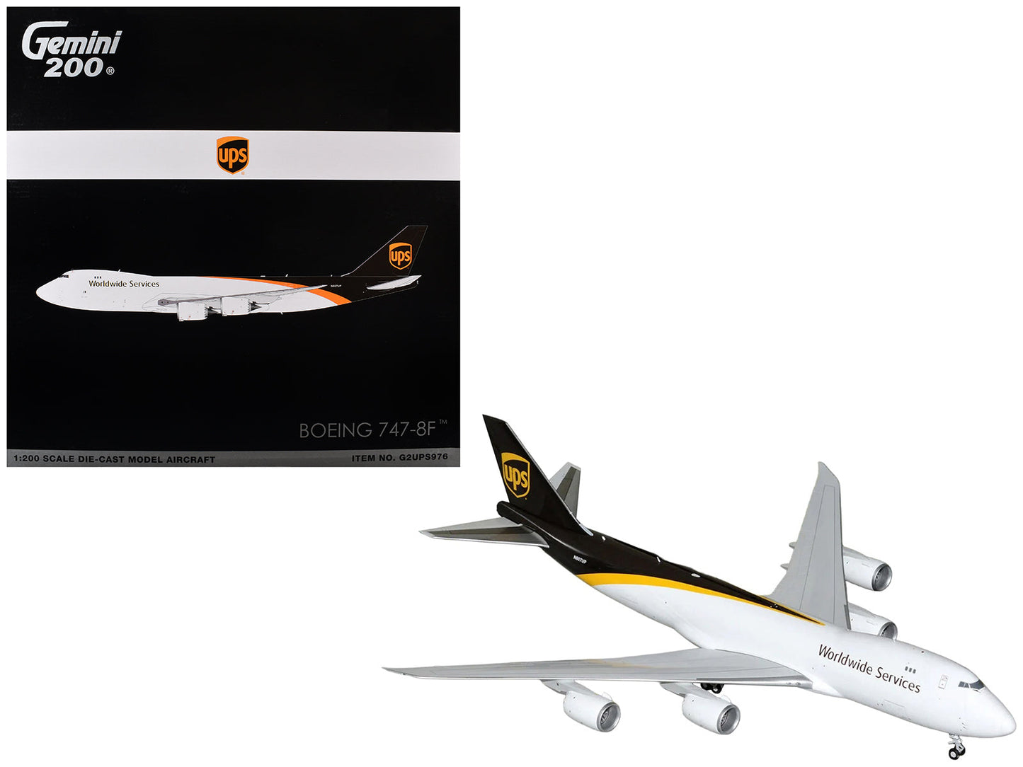 Boeing 747-8F Commercial Aircraft "UPS Worldwide Services" (N607UP) White with Brown Tail "Gemini 200" Series 1/200 Diecast Model
