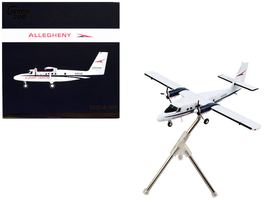 De Havilland DHC-6-300 Commercial Aircraft "Allegheny Airlines" White with Blue Stripes "Gemini 200" Series 1/200 Diecast Model Airplane