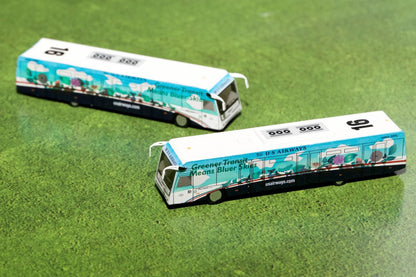 Cobus 3000 Passenger Bus White and Blue with Graphics "US Airways Shuttle Bus - Greener Transit" 2 Piece Set "Gemini 200" Series Diecast Models