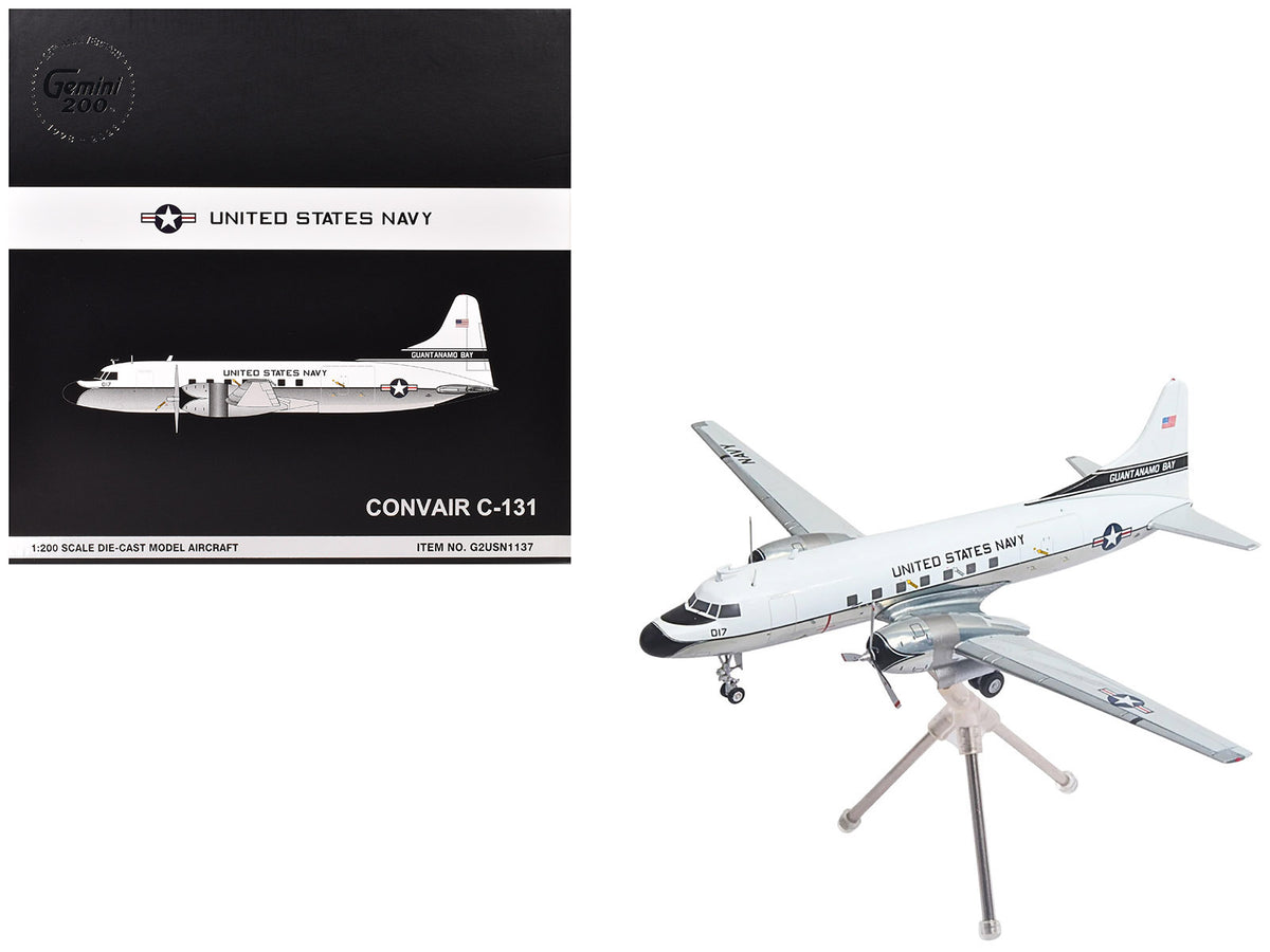 Convair C-131 Samaritan Transport Aircraft "United States Navy - NAS Guantanamo Bay" (141017) White and Gray "Gemini 200" Series 1/200 Diecast Model Airplane