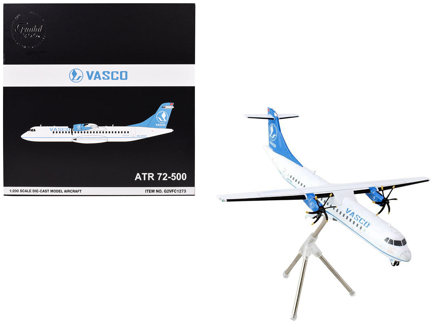 ATR 72-500 Commercial Aircraft "Vietnam Air Services Company (VASCO)" (VN-B221) White with Blue Tail "Gemini 200" Series 1/200 Diecast Model Airplane