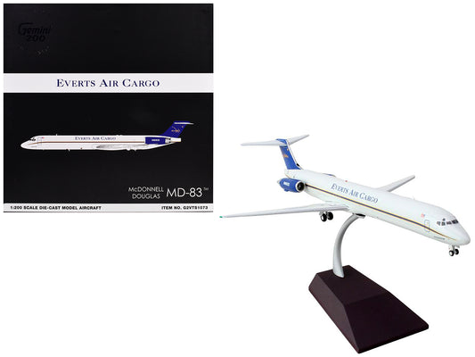 McDonnell Douglas MD-88 Commercial Aircraft "Everts Air Cargo" (N965CE) White with Blue Tail "Gemini 200" Series 1/200 Diecast Model Airplane