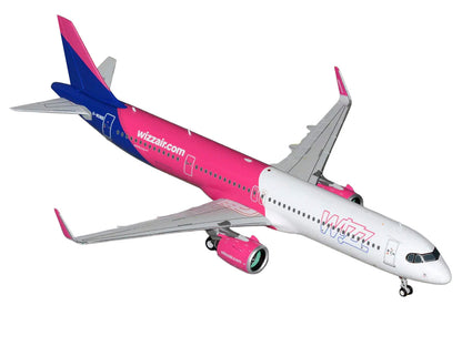 Airbus A321neo Commercial Aircraft "Wizz Air" (G-WUNB) White and Pink with Purple Tail "Gemini 200" Series 1/200 Diecast Model