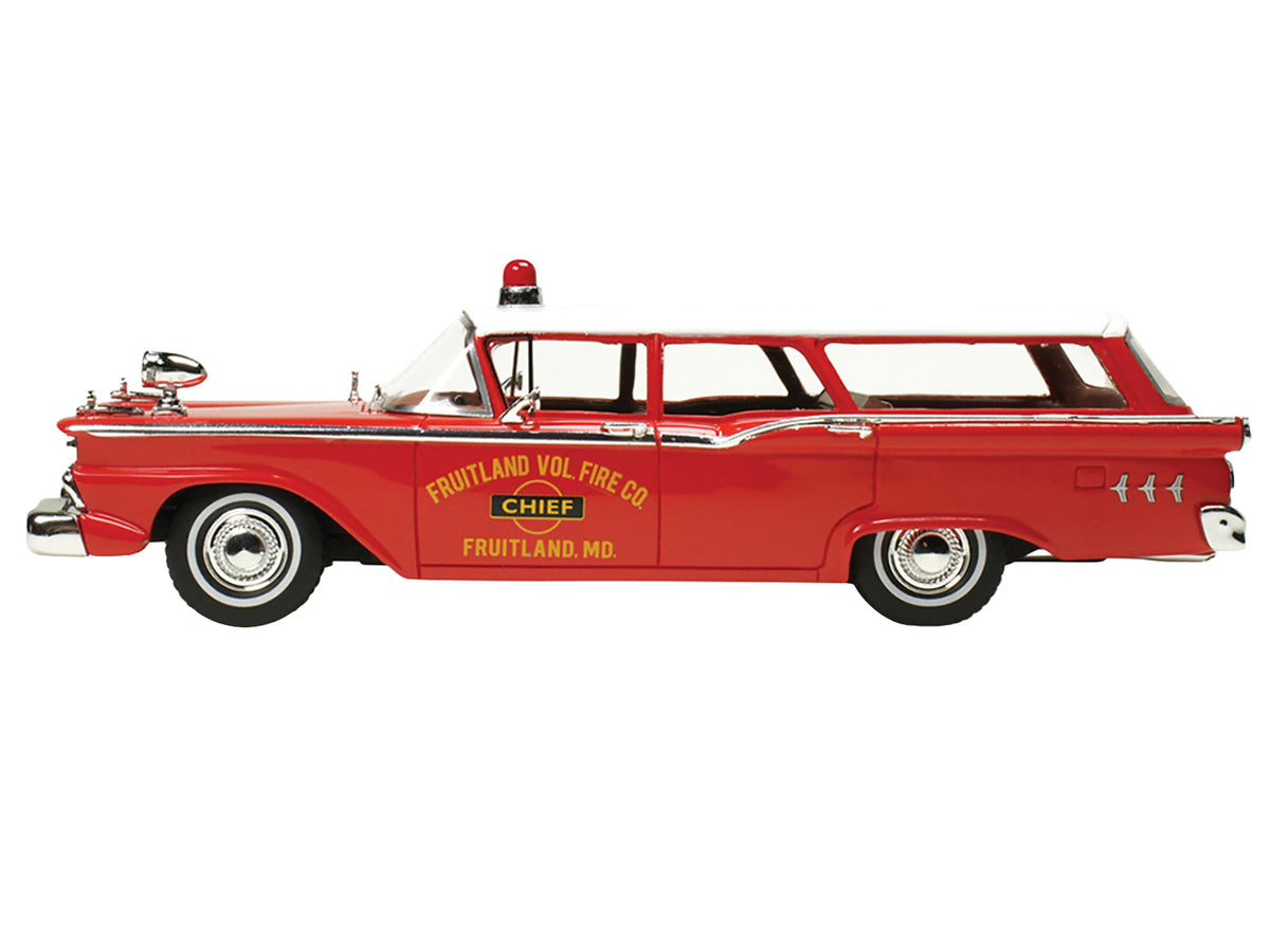 1959 Ford Country Squire "Fruitland MD Fire Chief" Red with White Top Limited Edition to 200 pieces Worldwide 1/43 Model Car