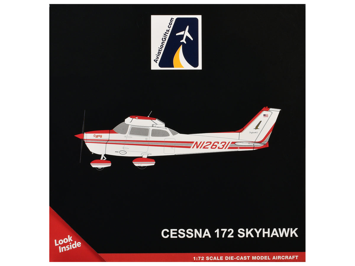 Cessna 172 Skyhawk Aircraft "N12631" Red and White "Gemini General Aviation" Series 1/72 Diecast Model