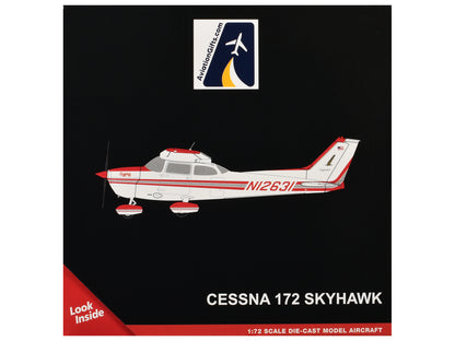Cessna 172 Skyhawk Aircraft "N12631" Red and White "Gemini General Aviation" Series 1/72 Diecast Model