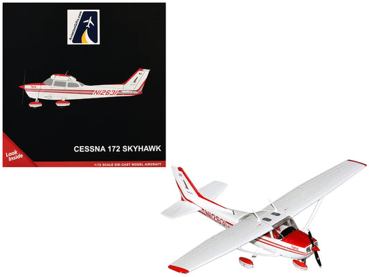Cessna 172 Skyhawk Aircraft "N12631" Red and White "Gemini General Aviation" Series 1/72 Diecast Model