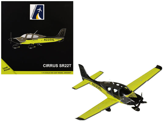 Cirrus SR22T Composite Aircraft (N225HL) Black and Neon Green "Gemini General Aviation" Series 1/72 Diecast Model