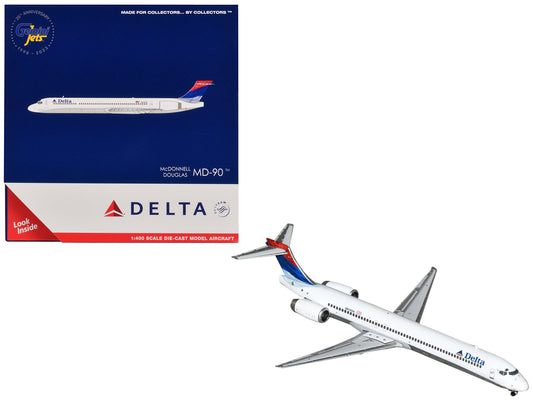 McDonnell Douglas MD-90 Commercial Aircraft "Delta Air Lines" (N910DN) White with Blue and Red Tail 1/400 Diecast Model Airplane