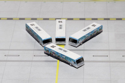 Cobus 3000 Passenger Bus White and Blue with Graphics "US Airways Shuttle Bus - Greener Transit" 4 Piece Set 1/400 Diecast Models
