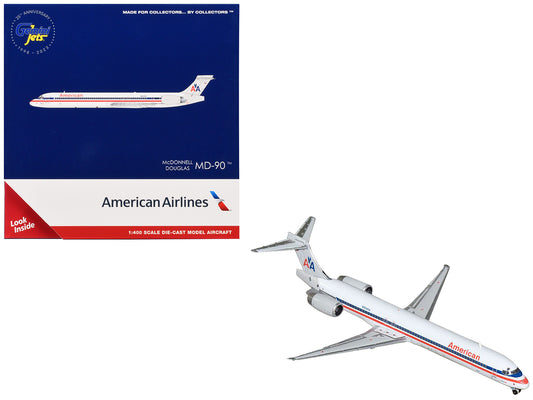 McDonnell Douglas MD-90 Commercial Aircraft "American Airlines" (N904RA) White with Blue and Red Stripes 1/400 Diecast Model Airplane