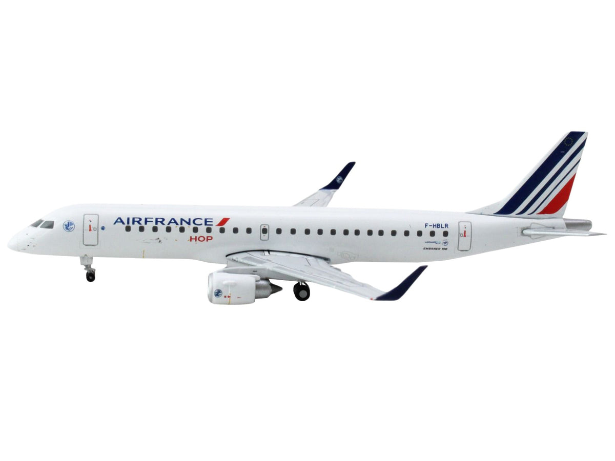 Embraer ERJ-190 Commercial Aircraft "Air France Hop" (F-HBLR) White with Striped Tail 1/400 Diecast Model Airplane
