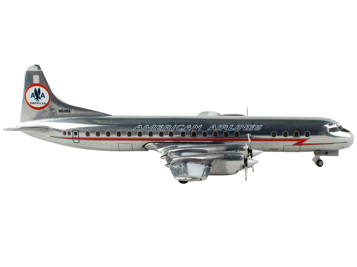 Lockheed L-188 Electra Commercial Aircraft "American Airlines" Silver with Red Stripes 1/400 Diecast Model Airplane