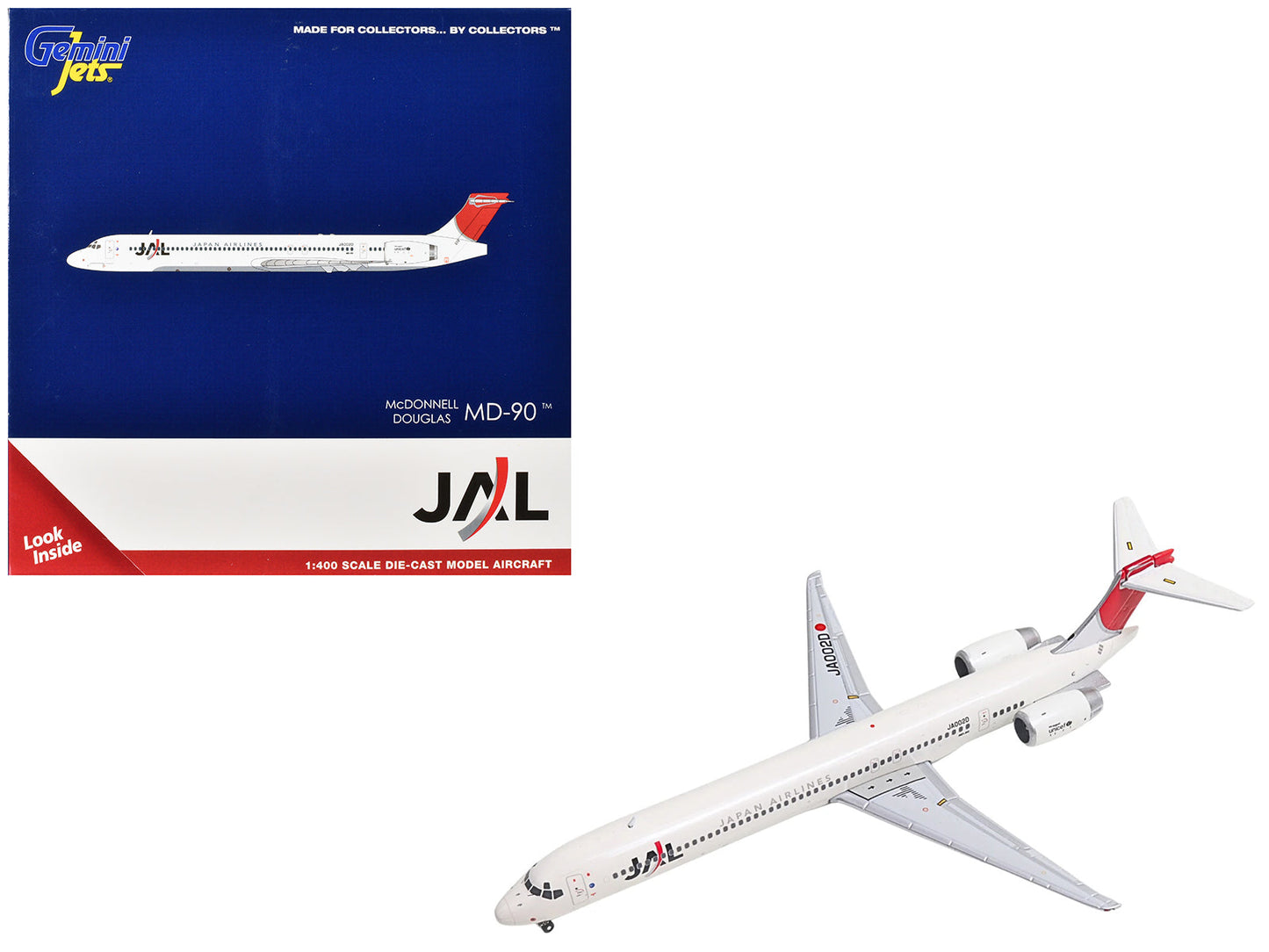 McDonnell Douglas MD-90 Commercial Aircraft "Japan Airines" (JA002D) White with Red Tail 1/400 Diecast Model Airplane